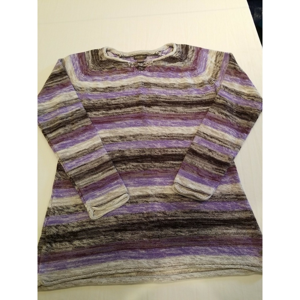 Eddie Bauer's Women's M Multi Color Ombre Striped Sweater Heathered Purple